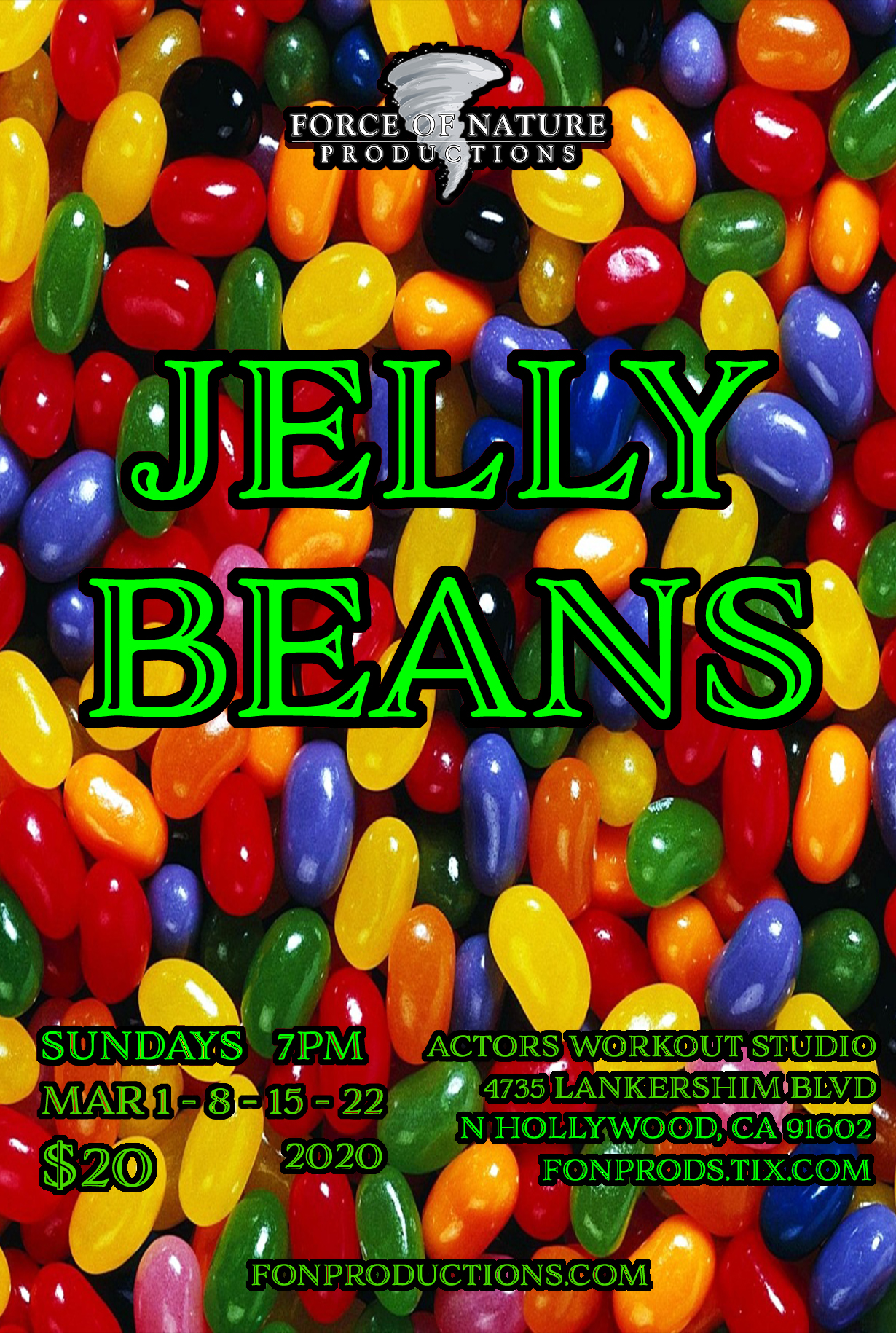 Ticket Sales Jelly Beans at Actors Workout Studio on Sunday, March 8